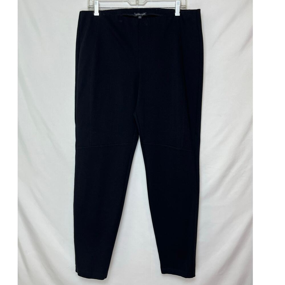 Eileen Fisher Women's Large Black Pull-On Pants Tapered Leg Stretch Casual Work